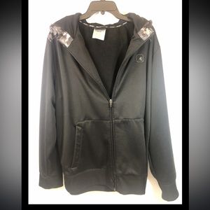 AND1 Men's XL Black Zip Long Sleeve Embroidered Logo Jacket With Camp Hood